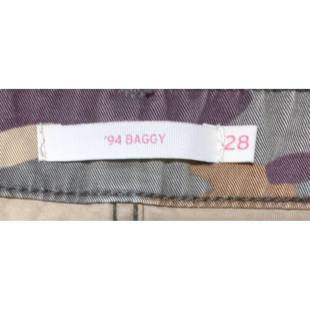 Levi's '94 Baggy Cargo Pants Womens 28 Green Camo Jogger Drawstring Cuffed Hem - Picture 7 of 13